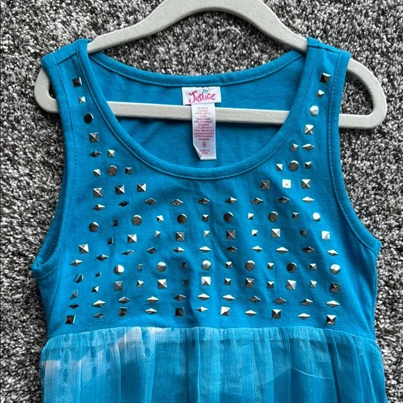 Justice Girls Blue Sleeveless Scoop Neck Maxi Dress - Picture 6 of 6